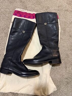 Tory Burch Black Leather Knee Boots